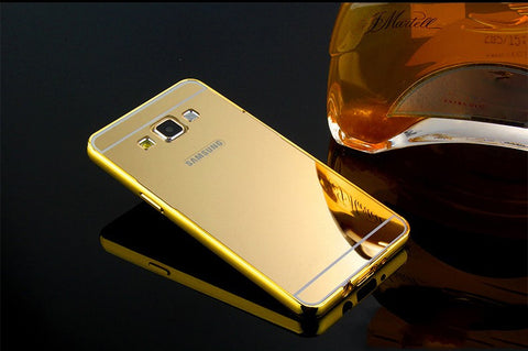 Elegantni aluminijast zrcalni ovitek Samsung J5 2016 - Zlat