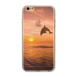 iPhone 6/6s Slikovni silikonski etui - Sončni zahod delfin