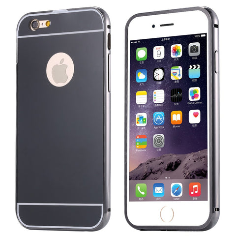 Elegantni aluminijast zrcalni ovitek iPhone 6/6s - Črn