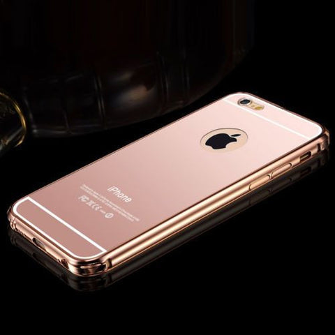 Elegantni aluminijasti zrcalni ovitek - Apple iPhone 5/5s/5c/SE - Roza-zlat
