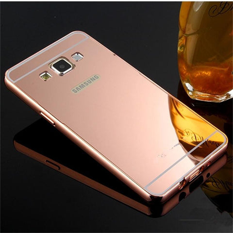 Elegantni aluminijast zrcalni ovitek Samsung J5 2015 - Roza Zlat