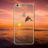 iPhone 6/6s Slikovni silikonski etui - Sončni zahod delfin
