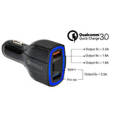 Hitri avto polnilec 3x USB, Type C, Quick Charge 3.0, Wozinsky