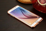 Elegantni aluminijast zrcalni ovitek Samsung S6 Edge - Zlato Roza