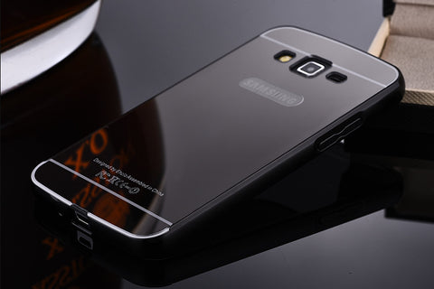 Elegantni aluminijast zrcalni ovitek Samsung Grand Prime - Črn
