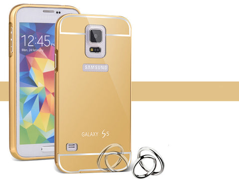 Elegantni aluminijast zrcalni ovitek Samsung S5 - Zlat