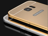 Elegantni aluminijast zrcalni ovitek Samsung S7 Edge - Zlato Roza