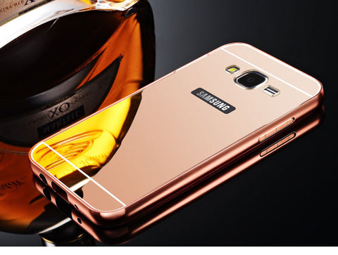 Elegantni aluminijast zrcalni ovitek Samsung J7 - Roza Zlato
