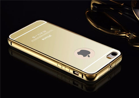 Elegantni aluminijast zrcalni ovitek iPhone 7 - Zlat