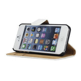 Premium Usnjen Etui - Torbica za telefon iPhone 5/5s - Bel